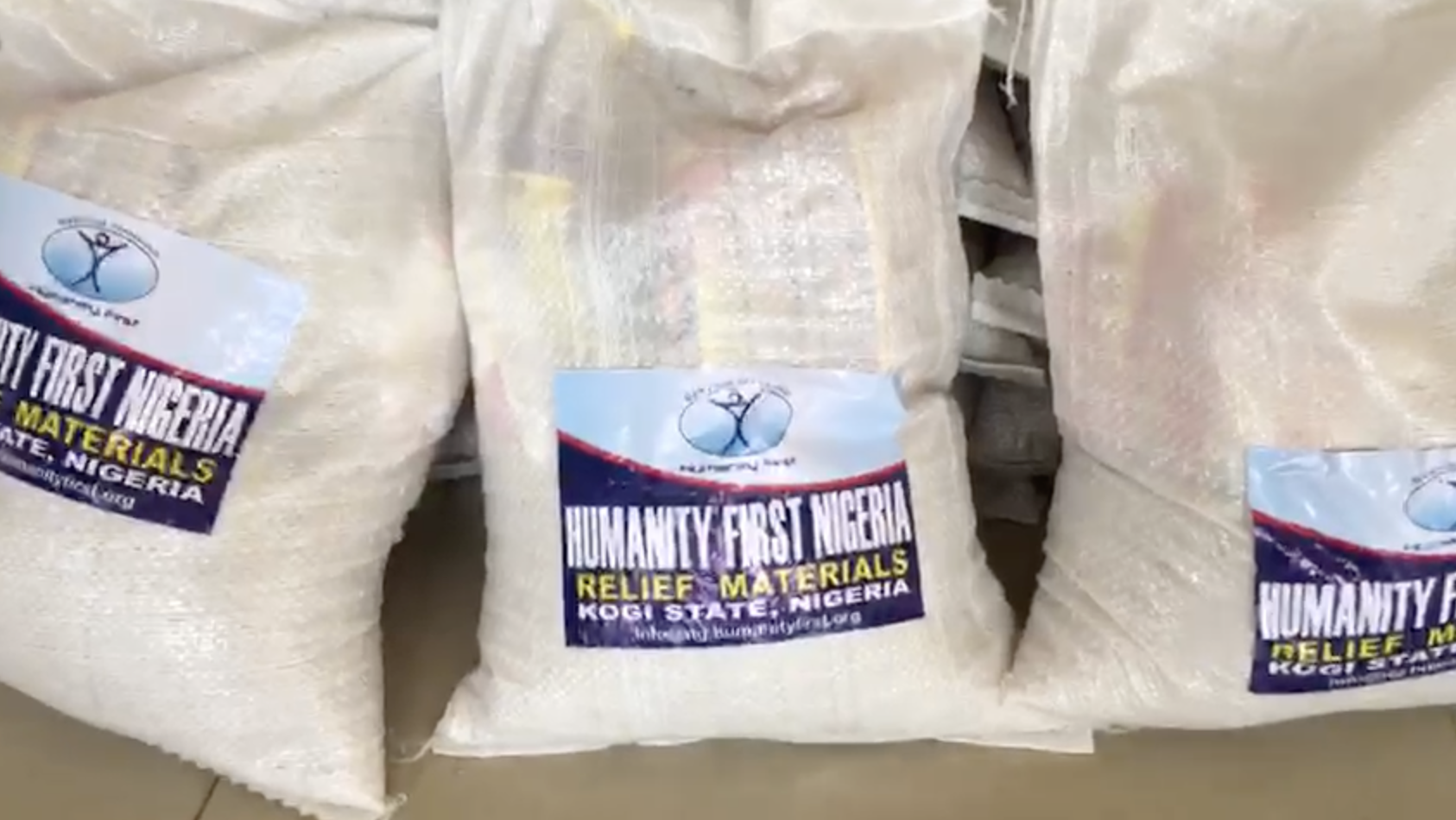DR Nigeria flooding 2022 bags with HF Nigeria label