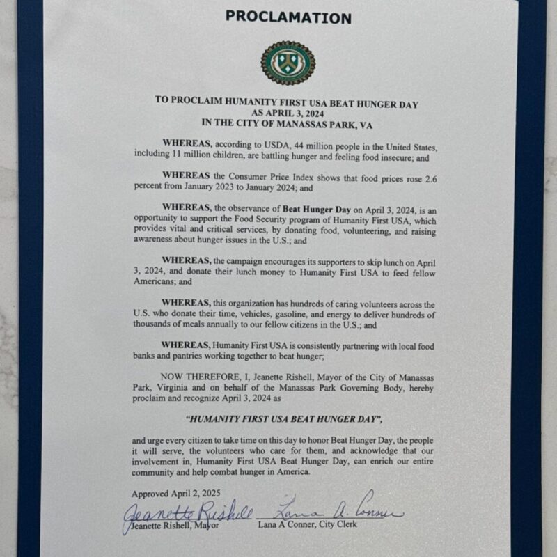 An image of a proclamation signed by Mayor Jeanette Rishell.