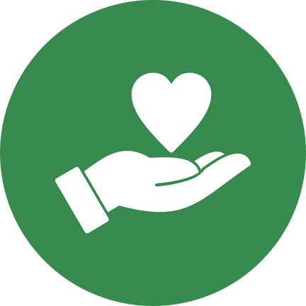 graphic open palm with heart green background